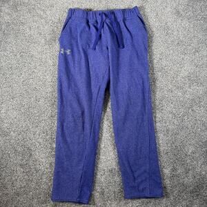 Under Armour Pants Youth Large Purple ColdGear Fleece Lined Sweatpants Logo Cozy